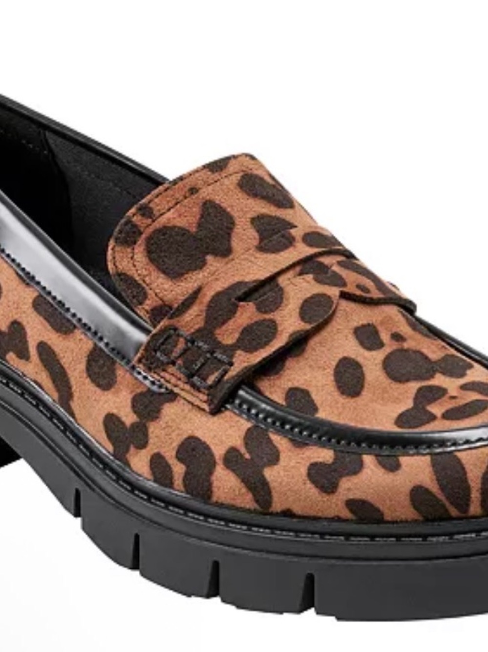 Marc Fisher Leopard-Print Penny Loafers in Brown and Black